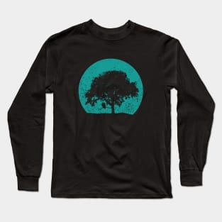 Owl  in Tree in Blue Moon Long Sleeve T-Shirt